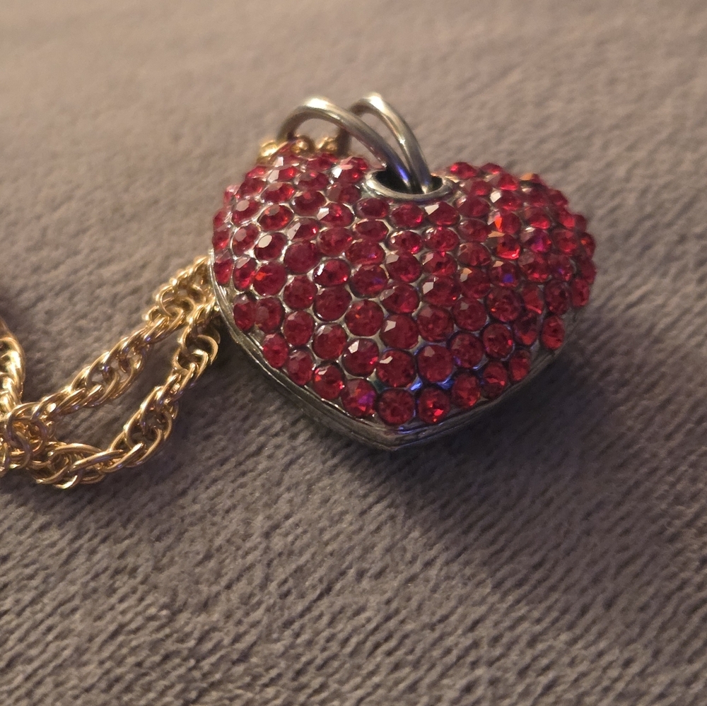 Cherry Ruby Heart Silver Pendent Necklace - image 3